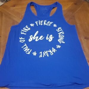 Royal Blue Tank Top with White Text